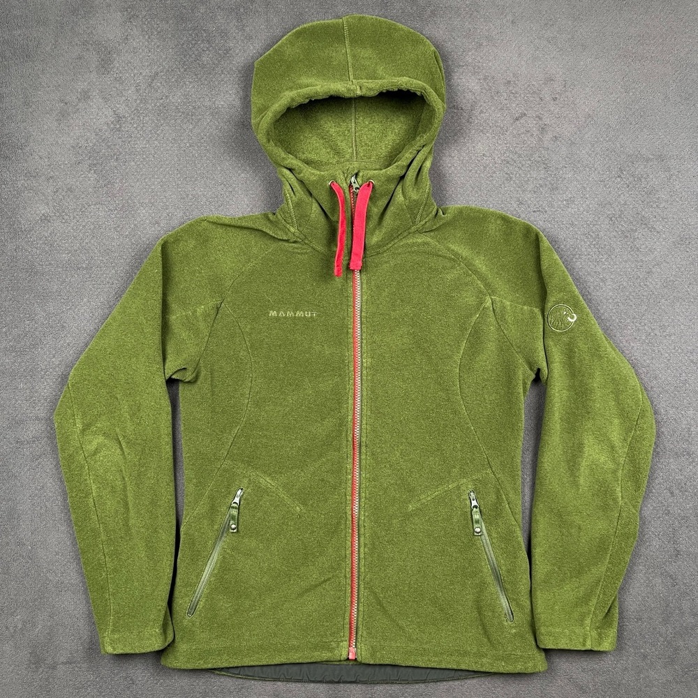 Mammut Yampa Advanced Hooded Jacket Womens Small Green Full Zip Fleece Midlayer